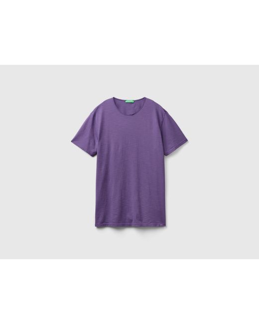 T-shirt Viola In Cotone Fiammato di Benetton in Purple da Uomo