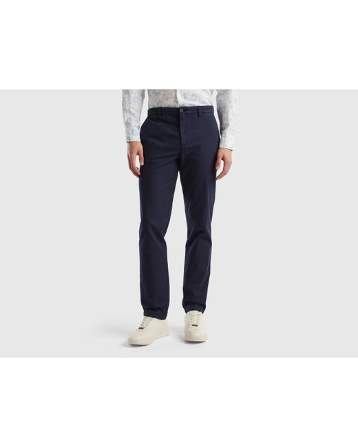 Benetton Black Slim Fit Chinos In Stretch Cotton for men