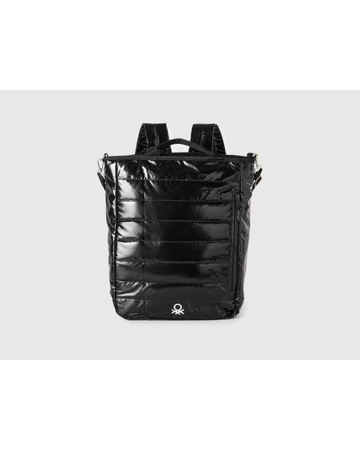 Benetton, Mochila Acolchada Con Correa Para El Hombro, Talla, Negro, Mujer Benetton de color Black