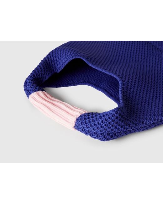 Benetton Blue Benetton, Kleine Gehäkelte Umhängetasche, Verkehrsblau