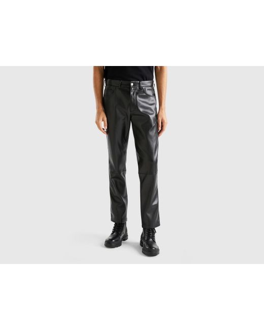 Pantalon En Tissu Enduit Benetton pour homme en coloris Noir | Lyst