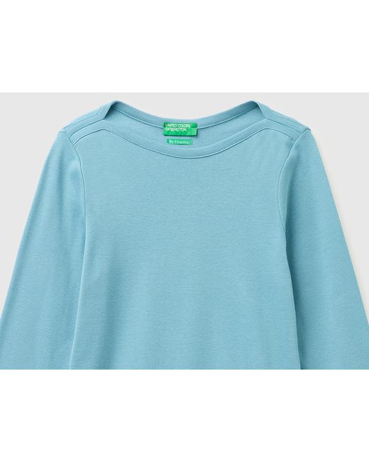 Benetton Blue Benetton, Slim Fit T-Shirt With Boat Neck