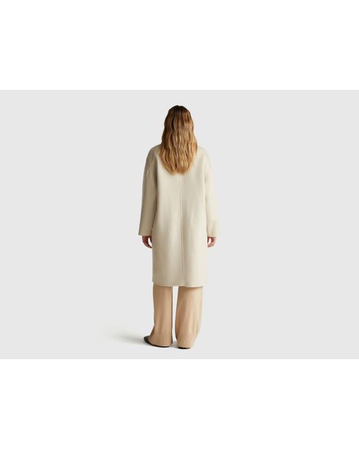 Benetton, Abrigo Midi De Mezcla De Lana, Talla, Mujer Benetton de color Black
