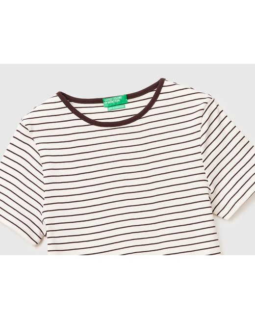 Benetton, T-Shirt Rayé À Col Rond, Taille, Marron, Femme Benetton en coloris Black