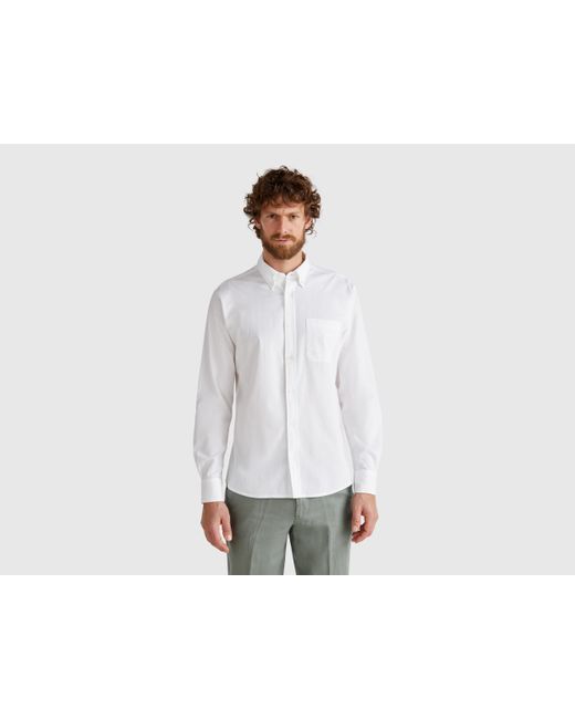 Benetton White Benetton, Regular Fit Button-Down Shirt for men