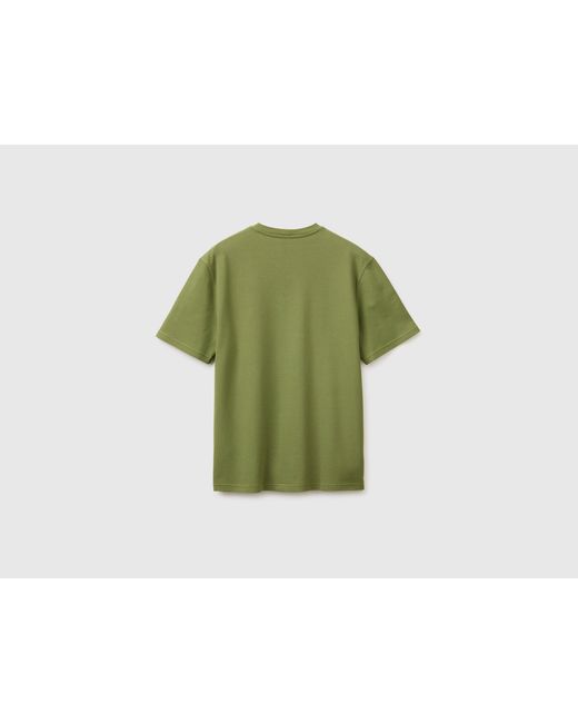 Benetton Green Benetton, Organic Cotton Piquet T-Shirt for men