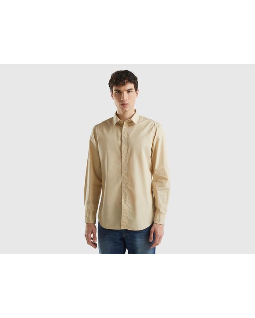 Benetton Natural Slim Fit Shirt In 100% Cotton for men