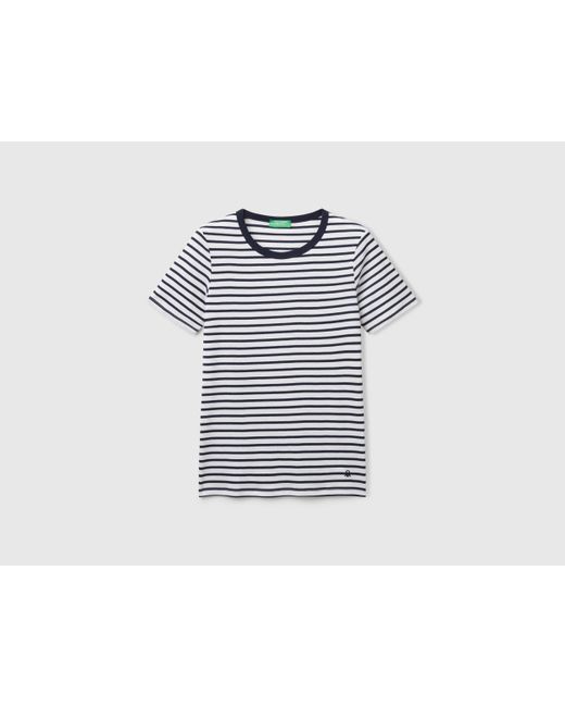 Benetton, Camiseta A Rayas Con Cuello Redondo, Azul, Mujer Benetton de color Black