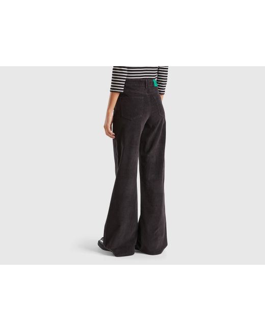 Benetton Black Benetton, Wide Fit Velvet Trousers