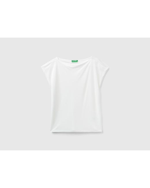 Benetton Black Short Sleeve T-shirt In Sustainable Viscose