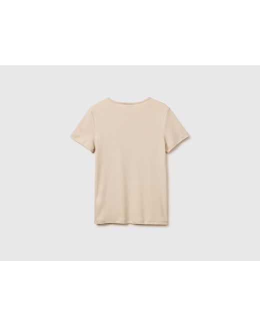 Benetton, T-Shirt À Col Rond Ajusté, Taille, Femme Benetton en coloris Black