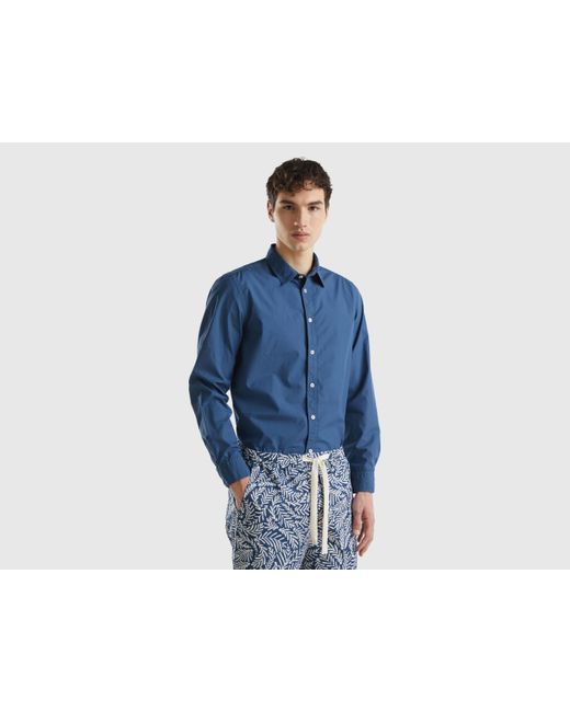 Chemise Ajustée 100 % Coton Benetton pour homme en coloris Blue