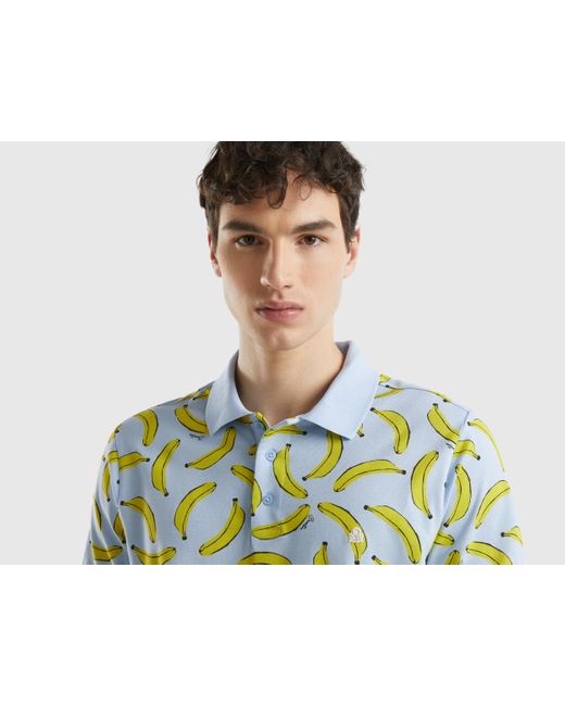 Benetton Poloshirt Mit Bananen-pattern Aus Bio-baumwolle in Green für Herren