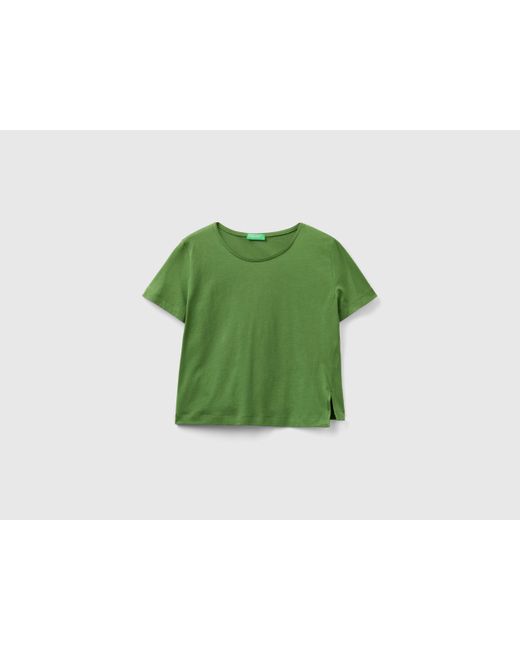 Camiseta De Manga Corta Con Abertura Benetton de color Green