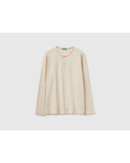 Benetton Black Benetton, T-Shirt With Henley Neck for men