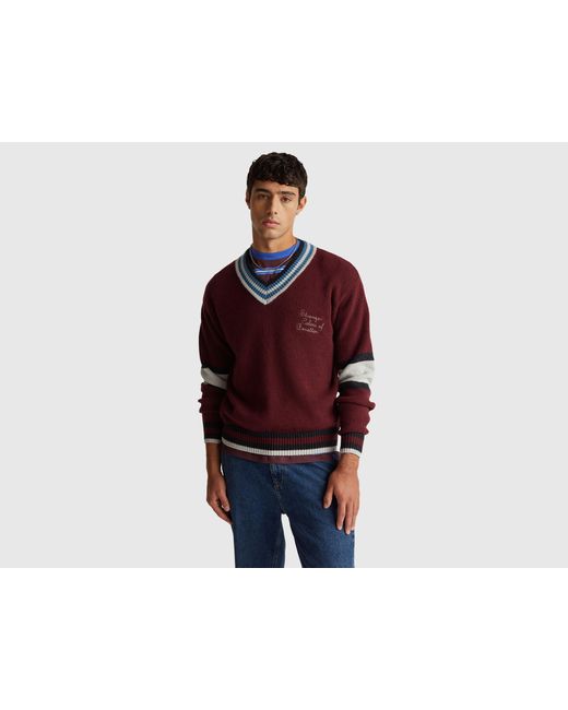 Benetton Red Benetton, Stranger Things V-Neck Sweater for men