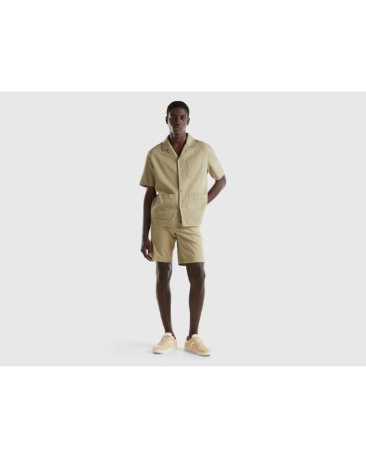 Benetton Natural Shirt In Modal® And Cotton Blend for men