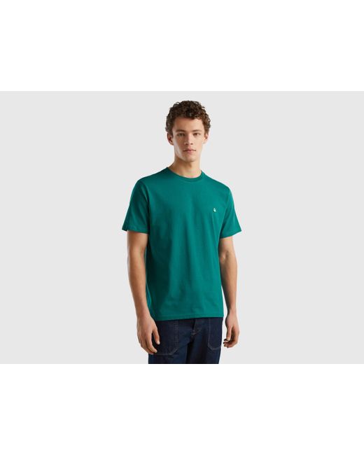 T-shirt Basica 100% Cotone Bio di Benetton in Black da Uomo