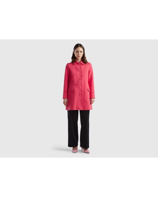 Benetton Red Duster Coat In Pure Cotton