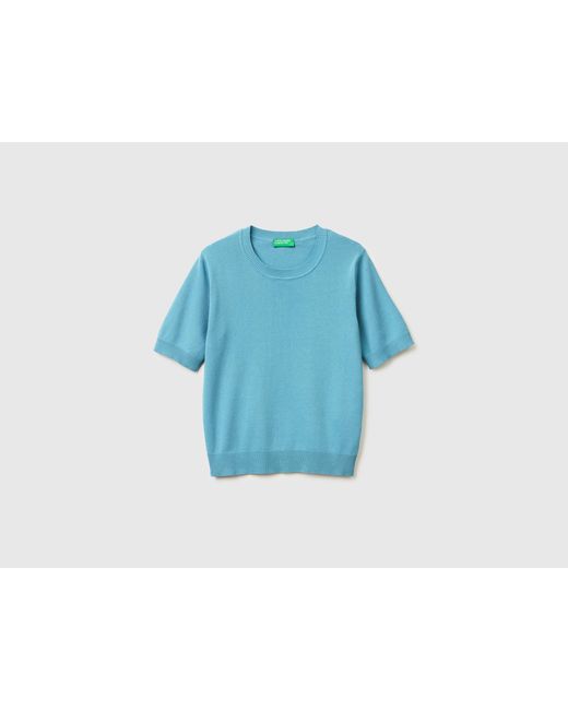 Benetton Blue Benetton, Powder Sweater With Short Sleeves