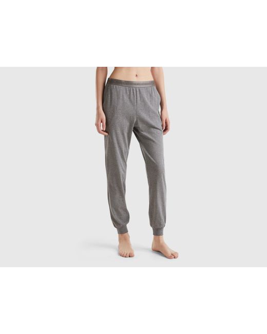 Benetton Pantalon De 100 Algodon Gris Oscuro Mujer de Benetton de color Negro Lyst
