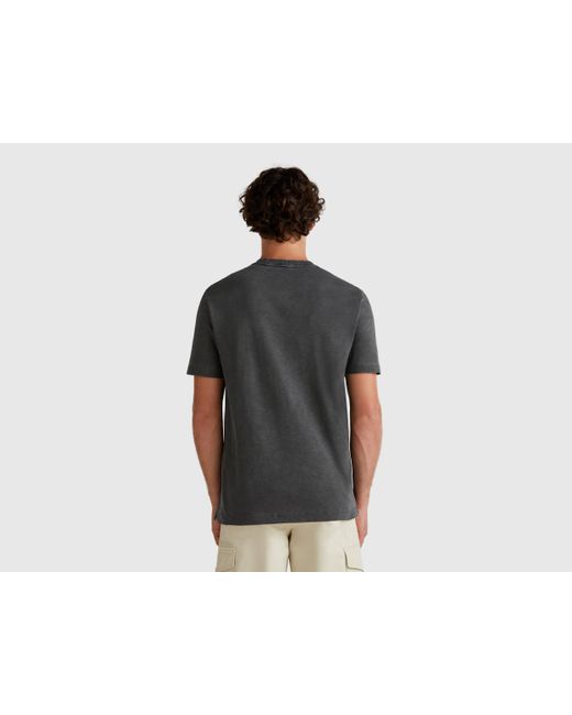 Benetton, Camiseta Ligera Gris Oscuro, Gris Oscuro, Hombre Benetton de hombre de color Black