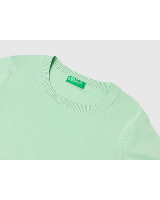 Benetton Green Benetton, Sage Sweater With Short Sleeves