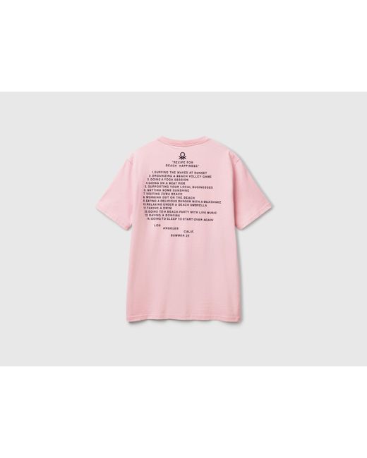 Benetton, Camiseta Rosa Pastel Con Gráficos, Rosa, Hombre Benetton de hombre de color Black