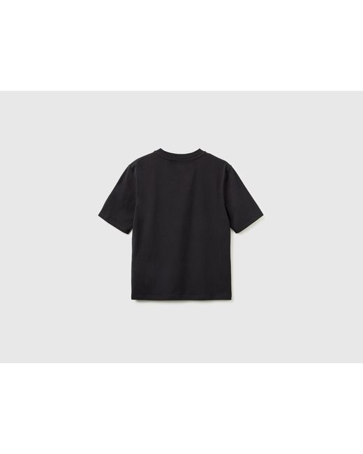 Benetton Black Benetton, T-Shirt With "Amour" Embroidery