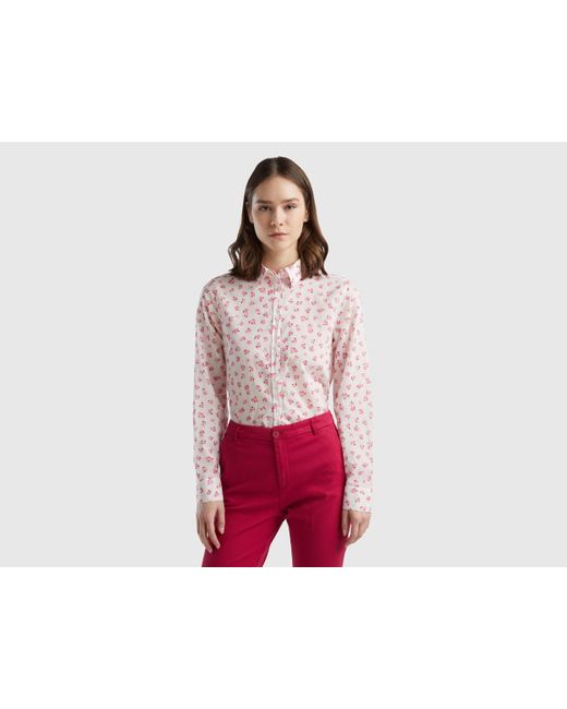 Benetton Red 100% Cotton Patterned Shirt