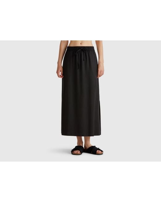 Benetton, Gonna Midi Fluida, Nero, Donna di Benetton in Black