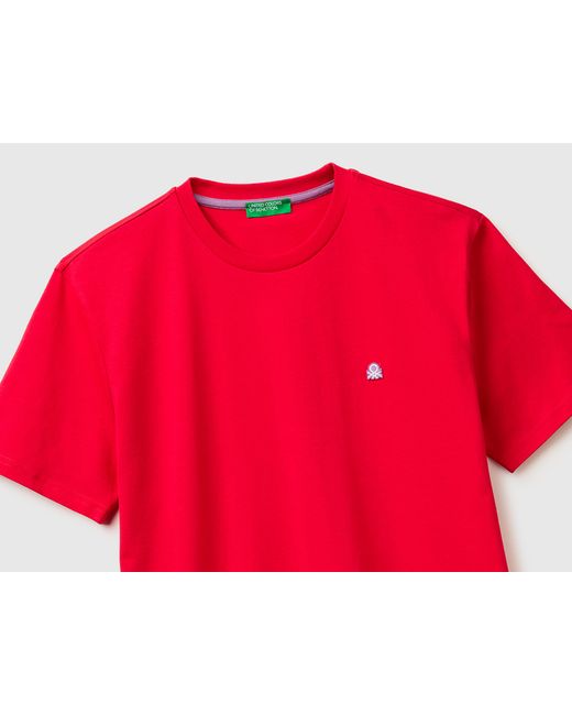 Benetton Red Benetton, Organic Cotton T-Shirt for men