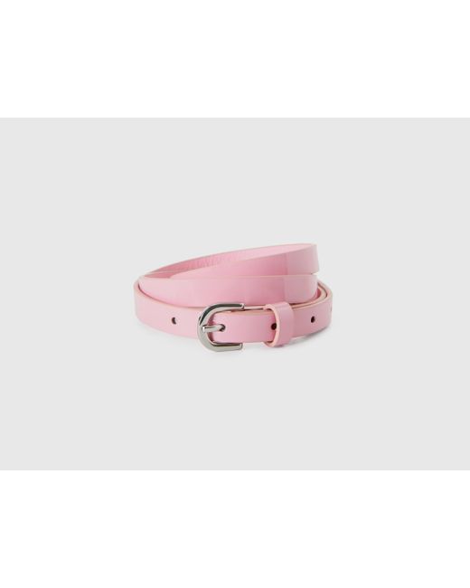 Benetton Black Pastel Pink Low Waist Patent Belt