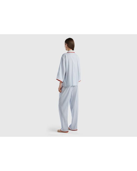 Pijama De Viscosa Sostenible Con Monograma Benetton de color Black