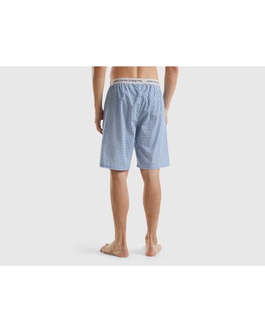 Benetton Blue Check Shorts In 100% Cotton for men