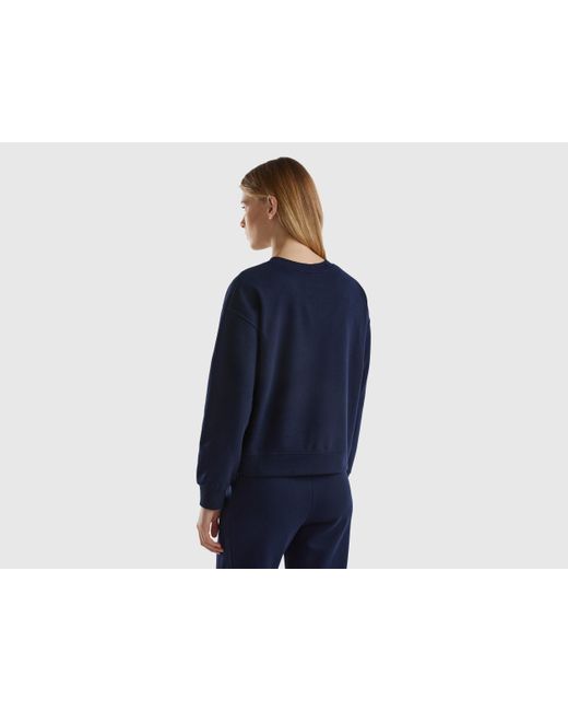 Benetton Blue Geschlossenes Sweatshirt Aus Gemischter Baumwolle