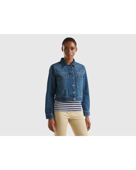 Benetton Blue Denim Shirt With Recycled Cotton