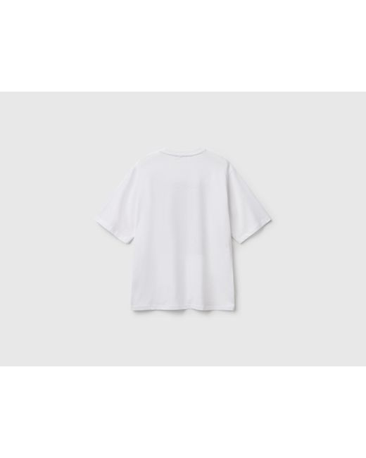 Benetton, T-Shirt Con Stampa Bandana, Taglia, Bianco, Donna di Benetton in Black
