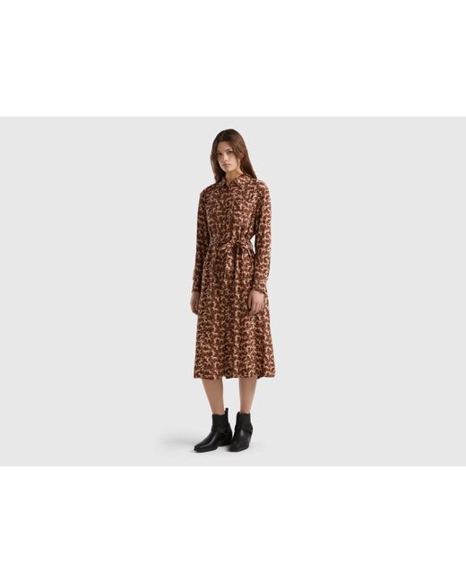 Benetton Black Shirt Dress With Horse Print