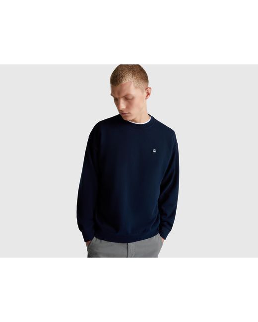 Benetton, Sudadera Con Parche De Logo, Talla, Azul Oscuro, Hombre Benetton de hombre de color Blue
