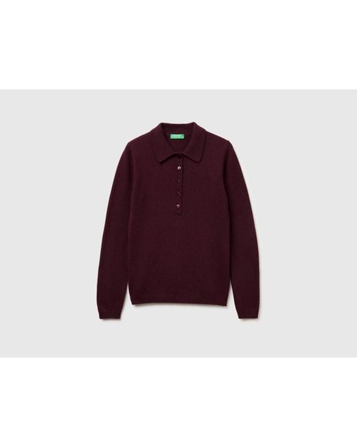 Benetton Red Benetton, Poloshirt Aus Kaschmirmischung, Größe, Damen