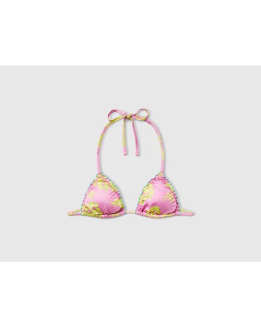 Benetton Black Benetton, Padded Triangle Bikini Top With Flower Print
