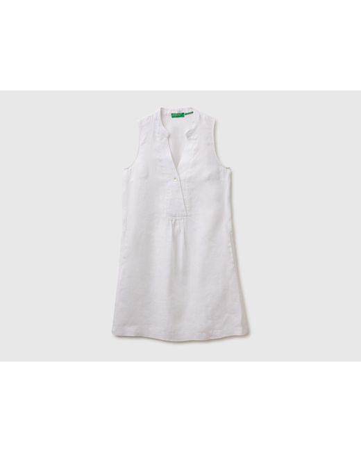 Benetton White Benetton, 100% Linen Short Dress