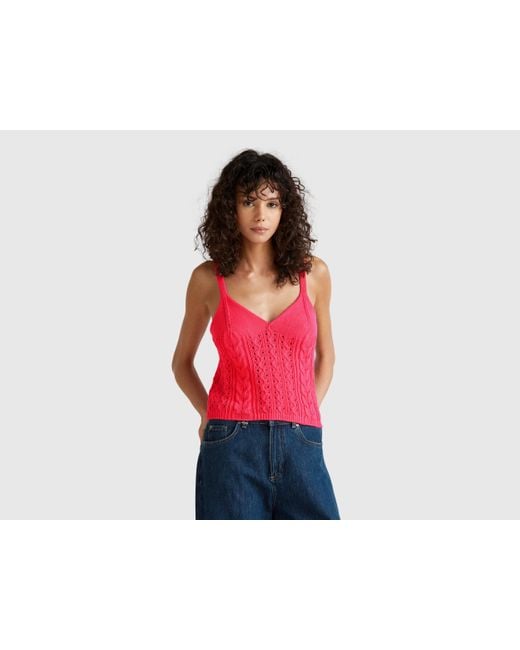 Benetton Red Benetton, Crochet Top