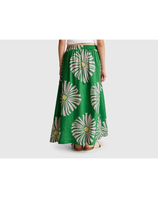 Benetton Green Benetton, Midi Skirt With Floral Print