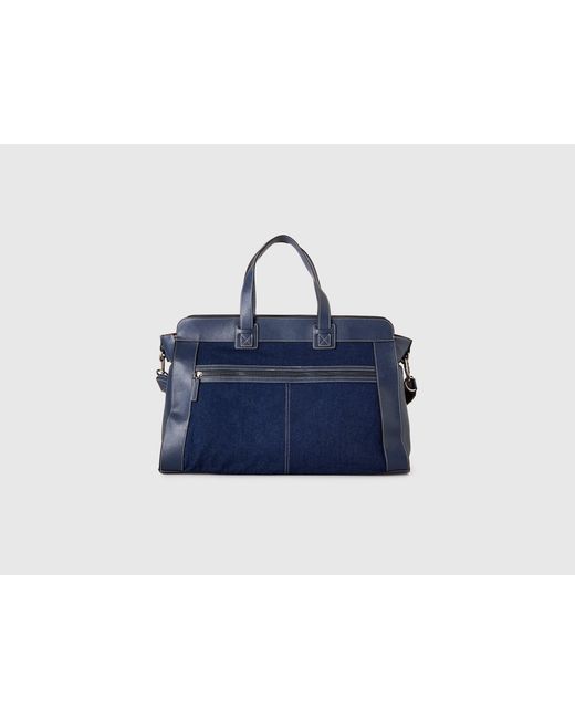 Benetton Blue Benetton, Canvas Messenger Bag for men