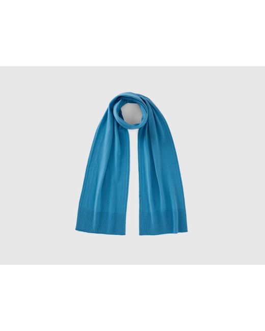 Benetton Light Blue Scarf In Pure Merino Wool