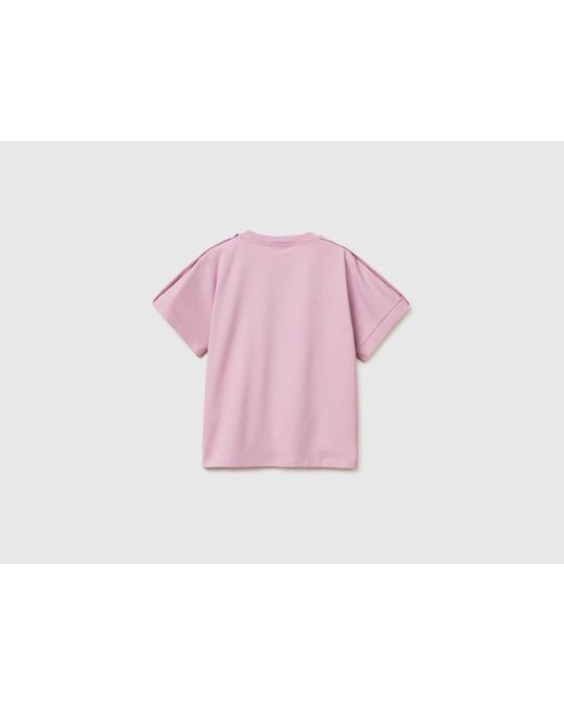 Benetton Pink Benetton, T-Shirt With Pleat On The Shoulders