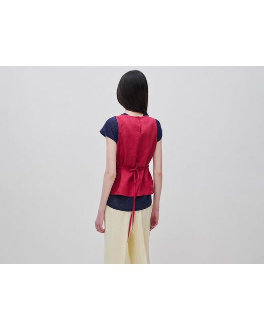 Benetton Red Benetton, 100% Linen Tank Top With Strap