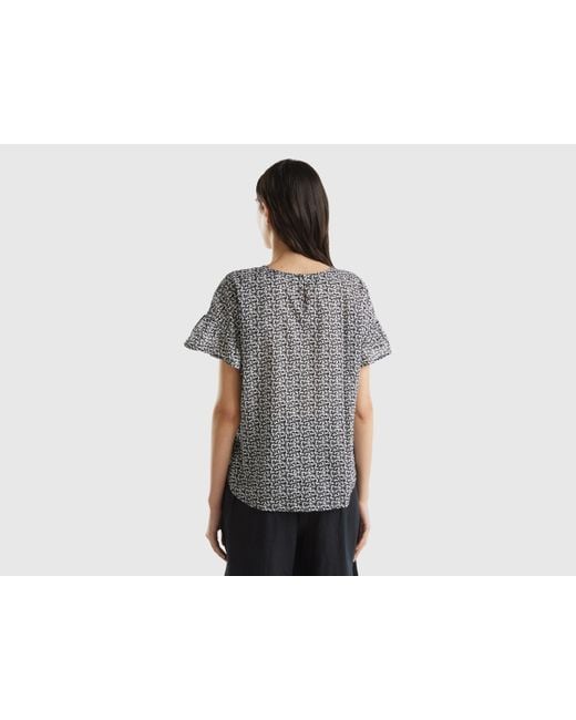 Blusa Fantasia In Cotone Leggero di Benetton in Black